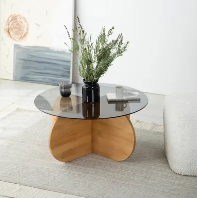 Produktbild von Skye Decor, Bubble Wood - Fume, Oak, Couchtisch, 100 % gehärtetes Glas, Eiche, 75 x 75 x 35 cm