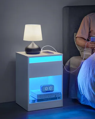 Obrázek produktu pro Noční stolek VASAGLE s nastavitelnou LED diodou, boční stolek se zásuvkami