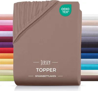 Produktbild von Jersey Spannbettlaken Topper Bettlaken 180x200 cm Nougat