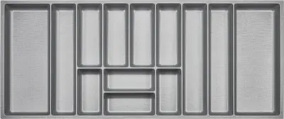 Produktbild von ORGA-BOX III Besteckeinsätze Tiefe 473 mm, Höhe 50,5 mm silbergrau Schubladeneinsätze Breite 1091 mm für Schubladen 1200 mm Canvas-Struktur