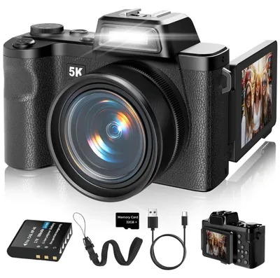 Immagine prodotto di INF Fotocamera mirrorless digitale 5K ad alta definizione con schermo IPS 2.83-inch, WiFi 5m, resistente all'acqua e scheda SD 32GB inclusa