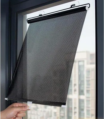 Imagen del producto de Persiana enrollable opaca de 45 x 125 cm, portátil, enrollable, con ventosa, ideal para proteger del sol en el coche