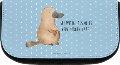 Produktbild von Mr. & Mrs. Panda aufbewahrungstasche Schnabeltier Mut - Blau Pastell - Geschenk, Lebensweisheit, Organizer, Raodtrip, kulturtäschchen, kosmetiktäschchen, Kosmetiktasche