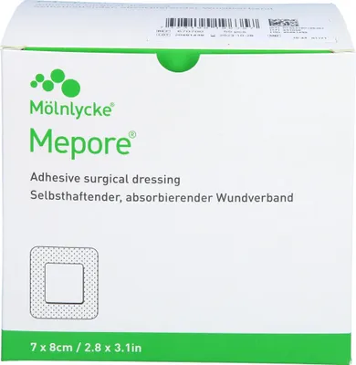 Produktbild von Mepore selbsthaftender, absorbierender Wundverband  7 x 8 cm, 55 St. Pflaster