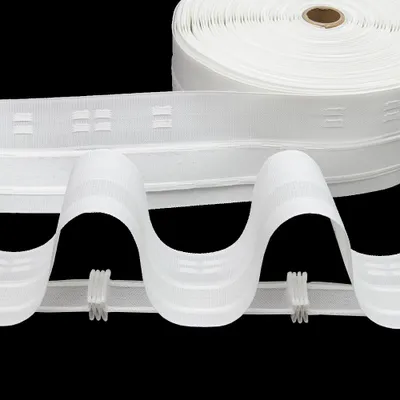 Produktbild von Gardinenband 10m Wellenfalten Weiß-80mm 1:2 Kräuselband Faltenband