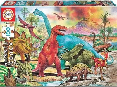 Produktbild von Dinosaurier-Puzzle für Kinder - Entspannung und Spiel - 100 starke Teile - Farbenfroh