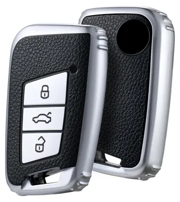 Productafbeelding van Autosleutelbescherming voor VW Passat B8, Golf 7, Tiguan, Skoda, 3 knoppen, TPU siliconen, P-zilver