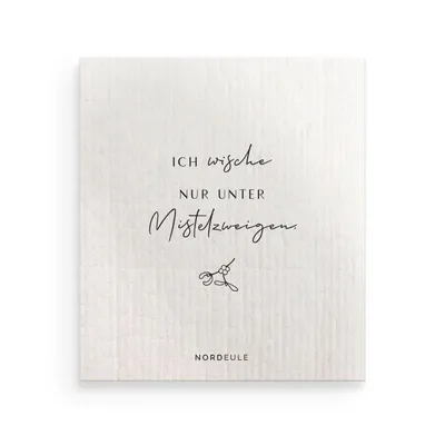 Produktbild von NORDEULE® Schwammtücher 3 STÜCK Mistelzweig Weiß | Reinigungstücher mit witzigem Spruch | ideal für Zuhause oder als Geschenk zu Weihnachten Wichteln