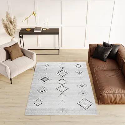 Produktbild von Teppich Wohnzimmer Schlafzimmer Kurzflor Modern Meliert Vintage Design Grau  300 x 400 cm