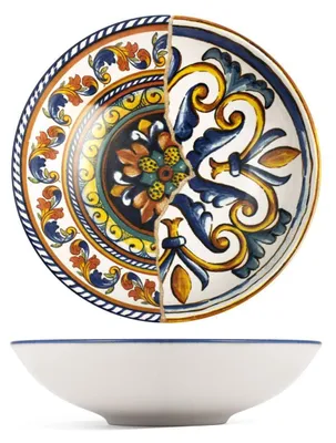 Produktbild von H&h 6er-Set tiefe Teller Positano aus dekoriertem Steingut, 20 cm
