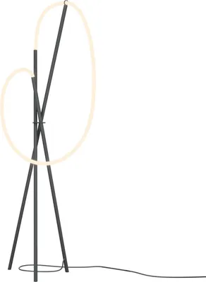 Produktbild von LED Stehleuchte Dimmer Aluminium 162 cm hoch Tripod Schwarz Weiß warmweiß 3000 K 2500 lm Modern Stehlampe