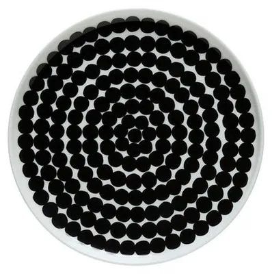 Produktbild von Marimekko Platte Oiva-Räsymatto Schwarz-Weiß Rund (20cm)