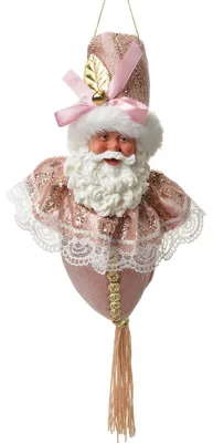 Immagine prodotto di Targhetta natalizia Clayre & Eef Babbo Natale 35 cm rosa in tessuto