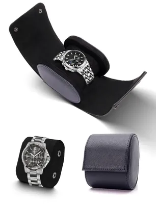 Produktbild von Reiseetui für Uhren aus Kunstleder, Uhrenrolle, Reiseetui, Uhrenaufbewahrungsbox, Organizer mit herausnehmbarem Kissen, tragbarer Uhrenhalter, Ständer für Schmuck, Armbänder, Weihnachtsgeschenke