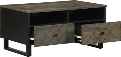 Image de vidaXL Table basse noire 80x54x40 cm en bois massif de manguier