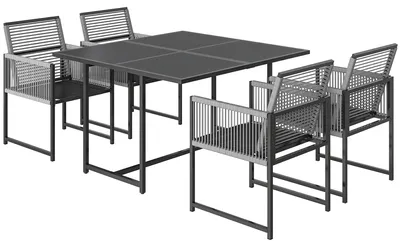 Produktbild von Outsunny Gartenmöbel Set Sitzgruppe 5-teilig Glastisch mit 4 Atmungsaktiv Stühle