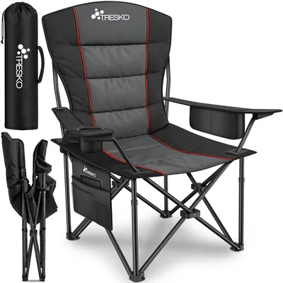 Image de Chaise pliante - Jusqu'à 150 kg - Avec accoudoirs et porte-boissons - Polyester