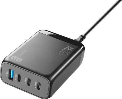 Produktbild von Cellularline MULTIPOWER DESK GAN 130W Ultrakompaktes 130-W-Netzladegerät mit 4 Anschlüssen und GAN-Technologie, Drinnen, AC, Schwarz
