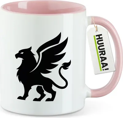 Produktbild von Huuraa Kaffeetasse Greif Silhouette 330ml Rosa Keramik Kaffeebecher Geschenkidee