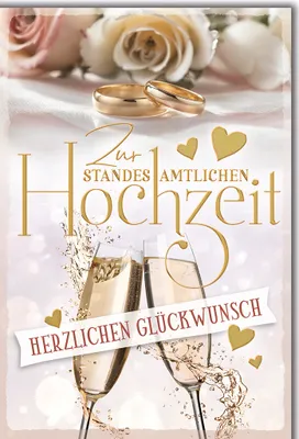 Produktbild von Hochzeit Ringe und Sektgläser standesamtliche Hochzeit Glückwunschkarte mit Umschlag