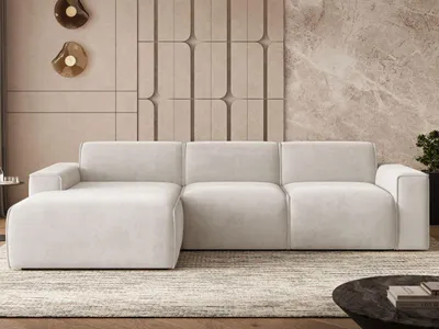 Produktbild von GrainGold Ecksofa L-Form Links Lavia - Ecksofa mit Schlaffunktion, Bettkasten - Moderne Ecksofa, Wohnzimmer Sofa - Eckcouch Hellbeige (Castel 03)