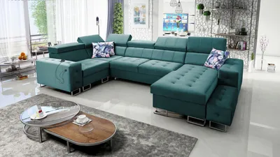 Produktbild von Sofa in U-Form Wohnlandschaft Schlaffunktion Eckcouch HILTONE IV Farbe wählbar