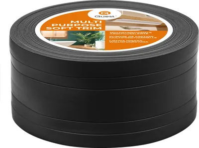 Produktbild von QUEST 2in1 Multifunktionsleiste, Weichsockelleiste Selbstklebend 1x110mm, 15m, Abschlussleiste Multifunktional, Flexibel, Dekorativ, UV-beständig, W4, schwarz
