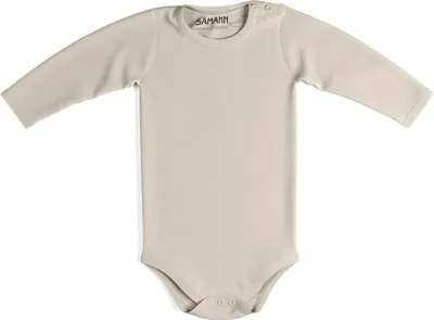 Produktbild von Baby Body aus 100% Baumwolle mit Druckknopf langarm nicht gerippt 0-3 M Oat Milk