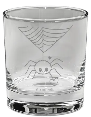 Produktbild von Mr. & Mrs. Panda Whiskyglas Spinne Agathe Liebe - Transparent - Geschenk, Tumbler Glas, Gravur, Liebesgeschenk, Verliebt, Whiskeyglas, Old Fashioned, Liebesbeweis