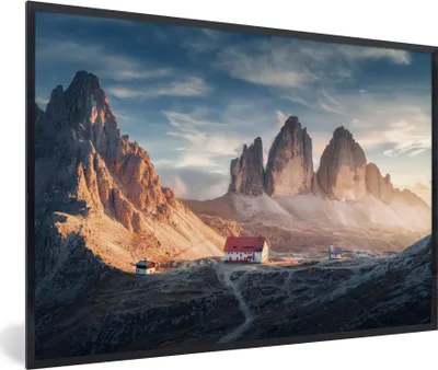 Produktbild von MuchoWow® Gerahmtes Poster Haus - Berge - Landschaft 90x60 cm - Poster mit Schwarzem Bilderrahmen Wandposter Rahmen Foto Bilder - Fotorahmen - Foto-Plakat