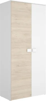 Produktbild von Kleiderschrank 2 Türen Firmin, Schlafzimmermöbel, Schrank, Garderobe, 90x53 h202 cm, Weiß und Eiche