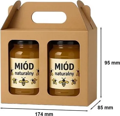 Image de Carton Carton découpé Carton avec fenêtre 174 x 85 x 95 mm pour 2 pots de miel F217