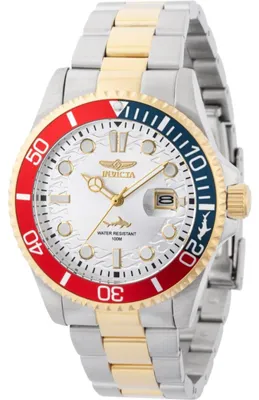 Obrázek produktu pro Invicta Pro Diver 44707 Pánské Hodinky - Quartz Hnutí - Nerezová Ocel se Stříbrným Ciferníkem - 43 mm