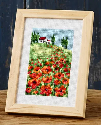 Immagine prodotto di Kit da ricamo a punto croce "Papaveri" di Permin, schema numerato, 10x15 cm