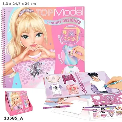 Produktbild von TOPModel T-Shirt Designer - Malbuch Set mit 60 vorgedruckten Seiten zum Gestalten