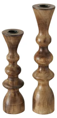 Immagine prodotto di Boltze Kerzenständer Casconda 2-tlg Set Kerzenhalter aus Holz, stilvolles Design