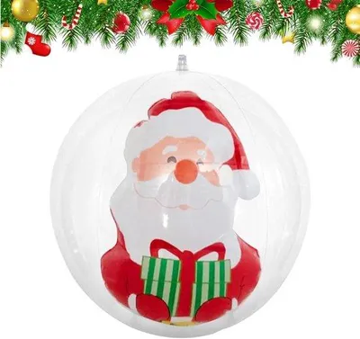 Produktbild von Famanu Aufblasbare Weihnachtskugel - Dekorationsornament - Festliche Atmosphäre - 35 cm Durchmesser - Weihnachtsmann