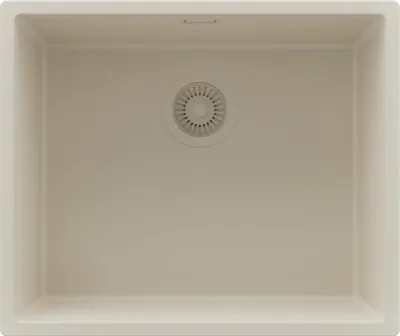 Produktbild von PRIMAGRAN Spülbecken Beige 56x47cm, Granitspüle 1 Becken + Ablauf-Set, Küchenspüle ab 60er Unterschrank - London Slim