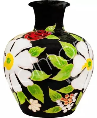 Zdjęcie produktu dla Wazon ręcznie malowany, czarny emamel, wymiary: 33x33x39 cm