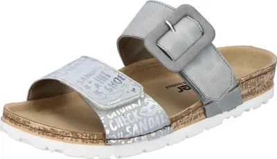Produktbild von Rieker Damen Pantolette Deko-Schnalle Clog Klettverschluss 69881, Größe:37 EU, Farbe:Grau