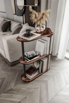Produktbild von Skye Decor, Hochwertiger Beistelltisch, Walnuss, 24 x 82 x 8 cm | 100% MDF, Komprimierte Kraftbeine | Moderner, eleganter Stil für Ihr Zuhause oder Büro.