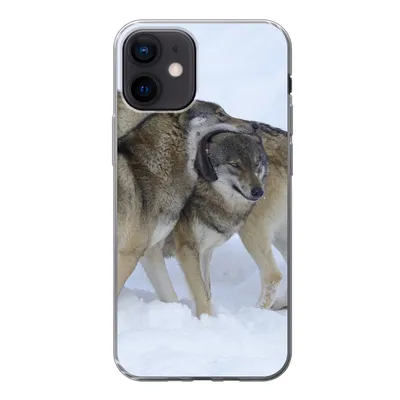 Produktbild von MuchoWow® Handyhülle Schutzhülle Hülle für iPhone 12 Wolf - Europa - Schnee Silikon Softcase Handy Hülle - Schutzhülle