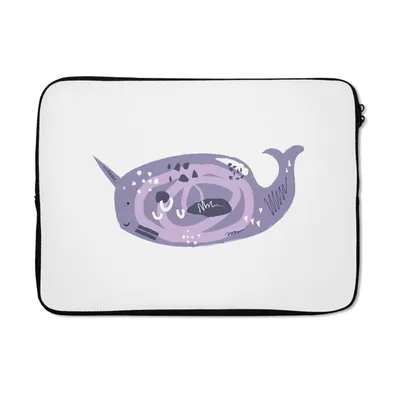 Produktbild von MuchoWow® Laptop Hülle 13 Zoll Fische - Tiere - Lila - Aquarell Laptoptasche - Laptophülle - Sleeve - Rundumschutz