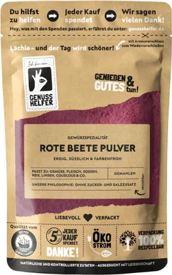 Produktbild von Rote Beete Pulver, gemahlen, natürliche Lebensmittelfarbe, 100g