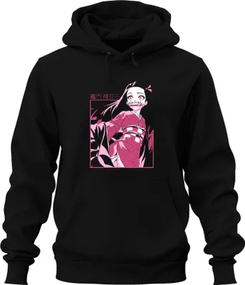 Produktbild von Nezuko Kimetsu no Yaiba Dämon Mädchen Bambus Anime Geschenk Uni Hoodie Kapuzenpullover, Schwarz, L