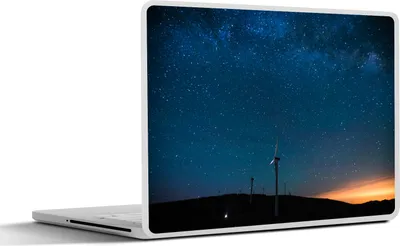 Produktbild von MuchoWow® Laptop Aufkleber Sticker Cover Sternenhimmel - Windmühle - Berg 31x22.5 cm - Laptop-Deko