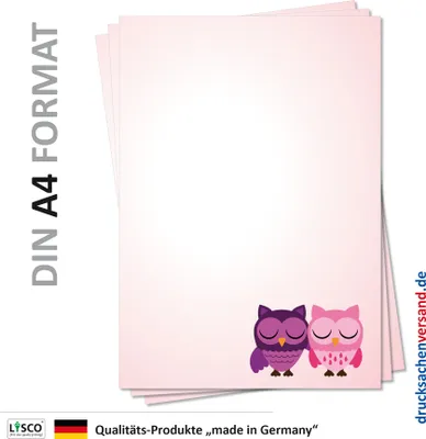 Produktbild von Motiv Briefpapier (Eulen-5137, DIN A4, 25 Blatt) Motivpapier Eulenpapier rosa pink