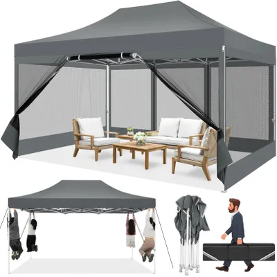 Productafbeelding van Tuinpaviljoen - Tuintent Opvouwbaar - Partytent - Campingtent - Verandatent - Insectenbeschermd