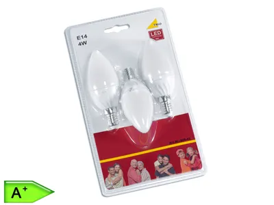 Obrázok produktu pre 3ks. LED žiarovka sviečka 4W teplá biela, nestmievateľná, E14, energetická trieda A+