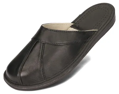 Obrázok produktu pre Pánske papuče z prírodnej kože, čierne, veľkosti 40-46